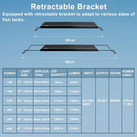24/7 LED Aquarium Light, IP68 Waterproof Extendable Bracket Fish Tank Light with Timer, 7 Colors, 10 Level Adjustable Brightness, DIY Mode Full Spectrum Aquarium Plant Light for 18-24 Inch Fish Tank
