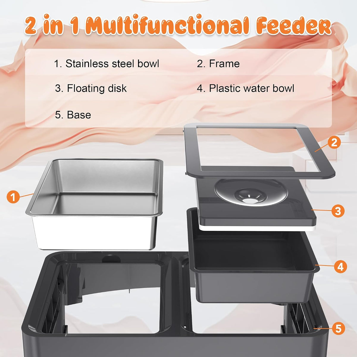 3-in-1 Elevated Dog Bowls with 4 Height Adjustable Raised Stand – Essentials for Dogs - Black / 2-in-1 Dog Bowls Set - image 4