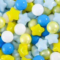 Star Ball Pit Balls for Toddlers, Ball Pool Play Tent - Blue Yellow White / 200