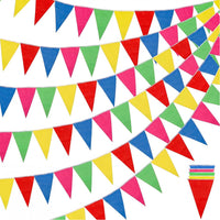 RUBFAC 170ft 120pcs Red White Striped Pennant Banner – Fun for Kids & Family - Multi Color / 1020 Feet