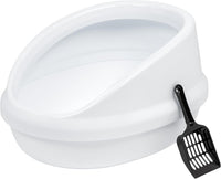 IRIS USA Large Open Top High-Sided Cat Litter Box with Scoop Oval Pan