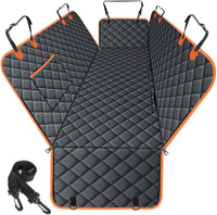 Waterproof Dog Car Seat Cover for Back Seat, Pet Hammock, L - Black,Orange / Small,Standard