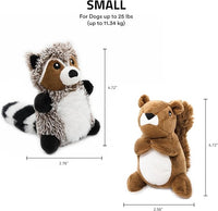 Playology Dog Toys | Plush Toy Raccoon & Squirrel (Value 2-Pack) Stuffed Animal for Dogs | Small Peanut Butter/Sweet Potato Scented Toys - Easy to Clean and Made from Non Toxic Materials