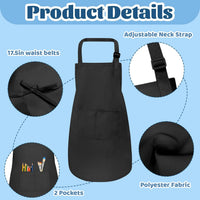 ZLEVEAYN 30 pack of black kids painting aprons with two front pockets - view 7