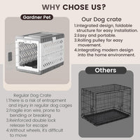 Collapsible Dog Crate for Small/Medium Dogs - Grey / 36.4"L x 22.8"W x 25.8"H - image 3