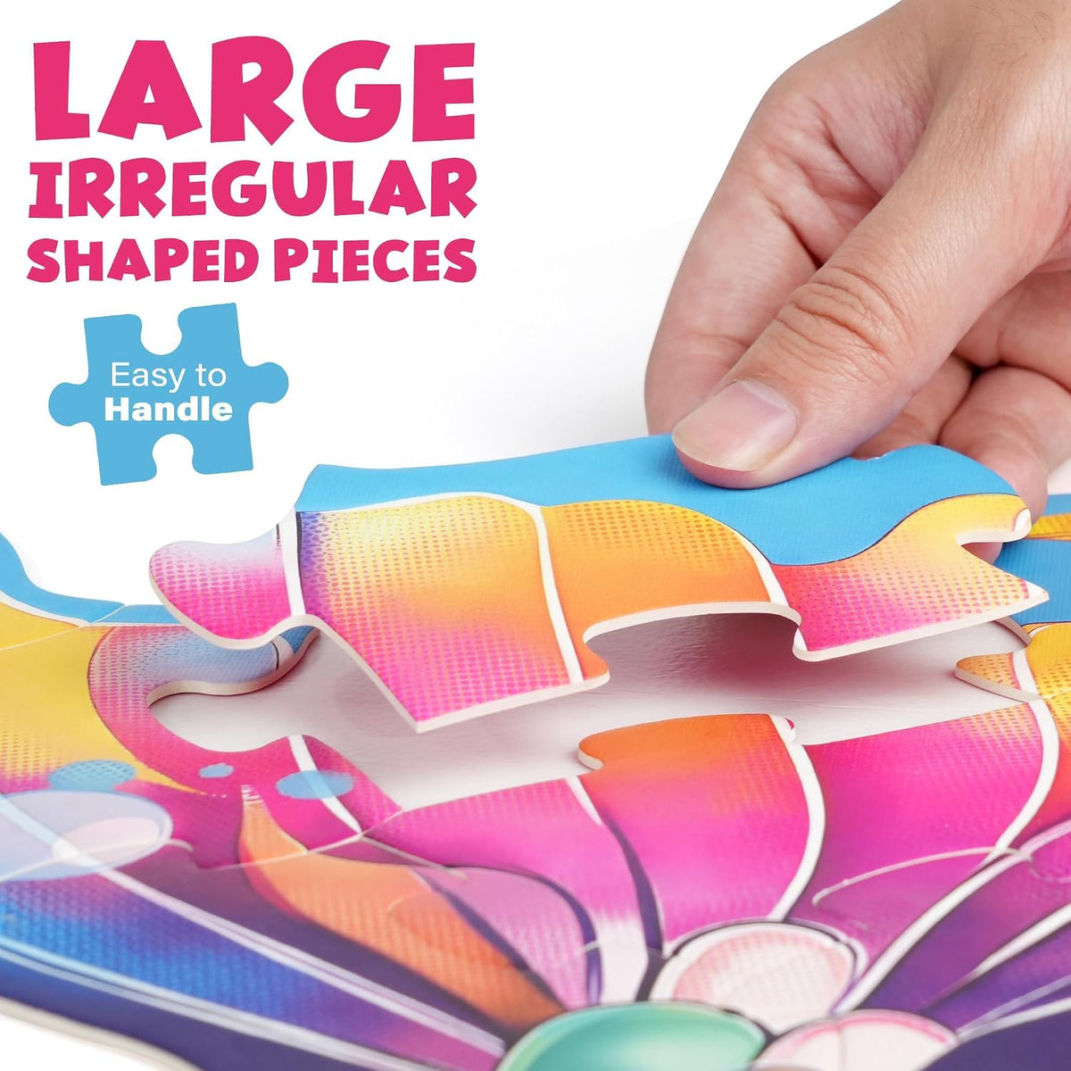 BenBen mermaid floor puzzle for kids, 52 large cardboard pieces with carrying box - view 11