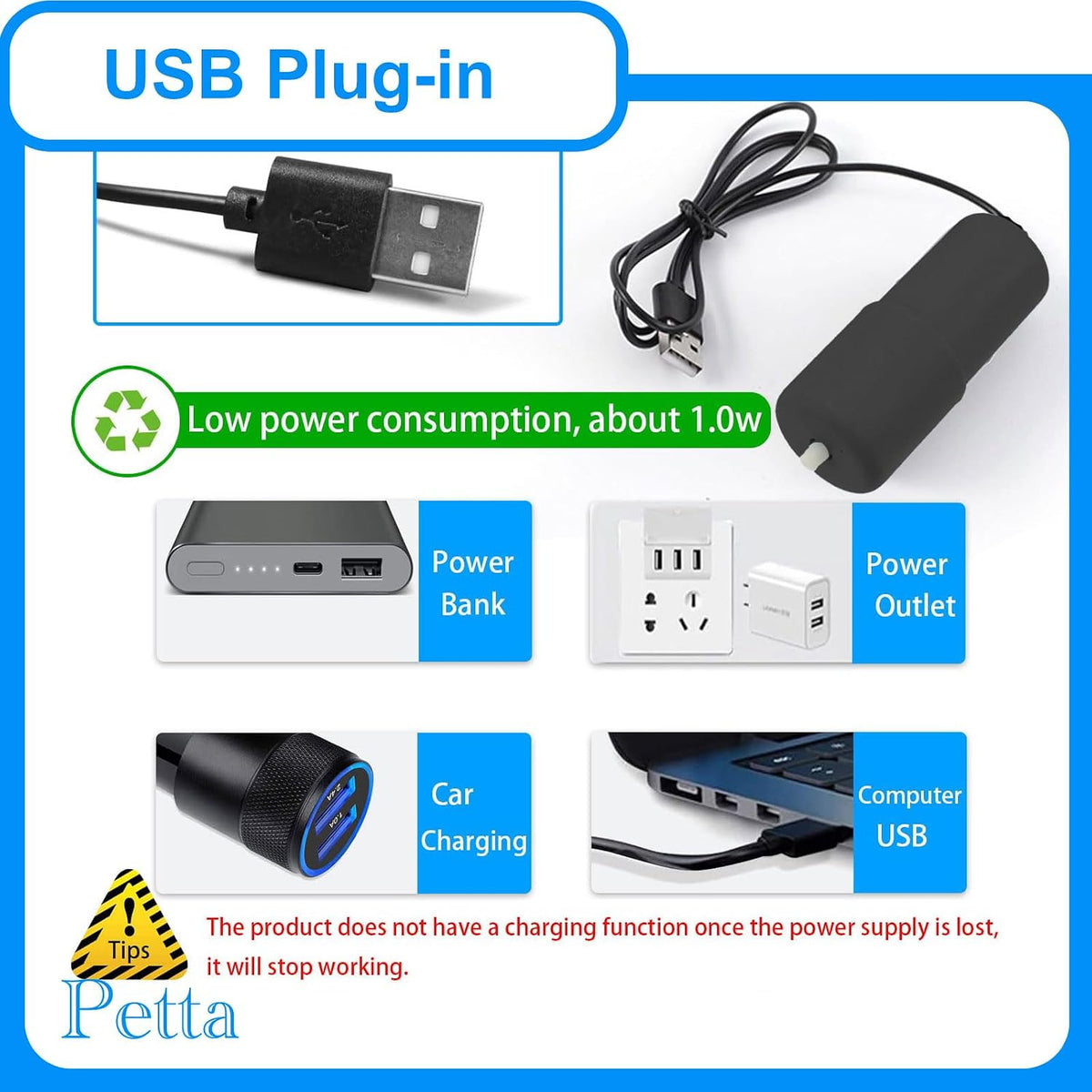 USB Oxygen Air Pump for Aquarium - Black1 - image 2