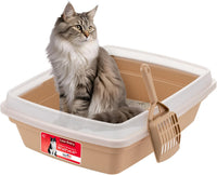 IRIS USA Top Entry Cat Litter Box, Hooded Privacy - Open Top / Beige