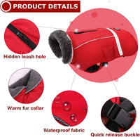 QBLEEV Warm Dog Coat, Reflective Dog Jacket - Red / Medium - image 2