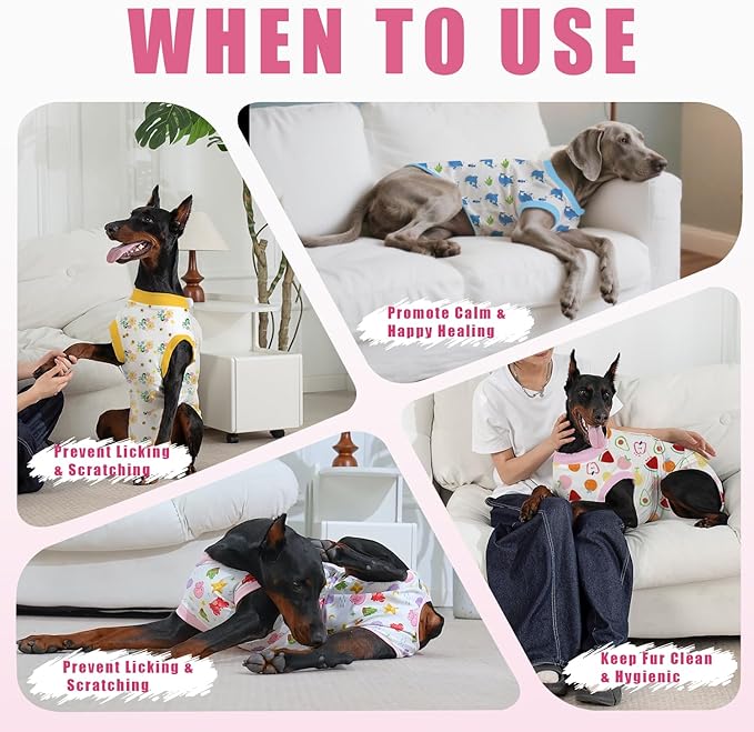 Recovery Suit for Dogs After Surgery, Professional Dog Surgical Suit for Female Spay, Male Neuter, E-Collar & Cone Alternative Dog Onesie for Abdominal Wounds Skin Disease, Jellyfish, XS