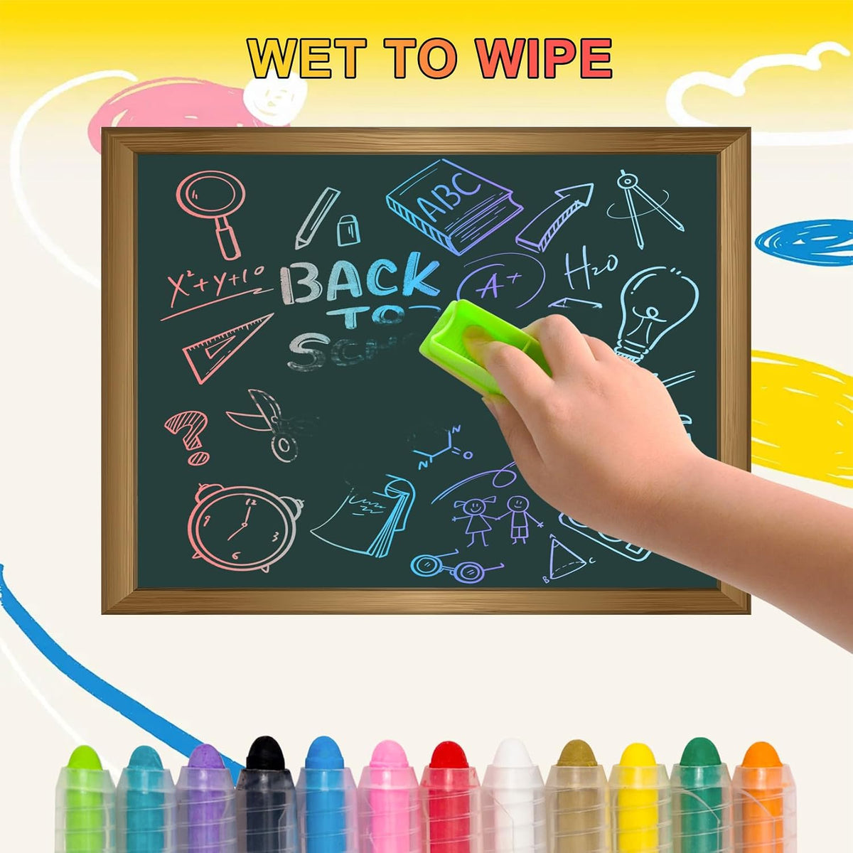 Haoyond dustless chalk for kids in 6 colors with twist-up chalk holders - view 9
