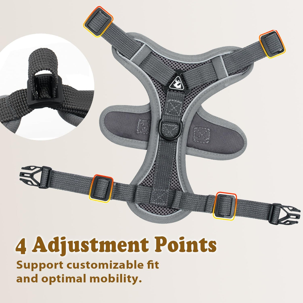 Cat Harness and Leash for Walking - Grey / M : 6.6-9.9 LB - image 3