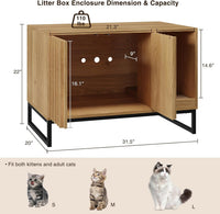 Litter Box Enclosure, Modern Cat Litter Box Enclosure Furniture Hidden Litter Box with Scratch Pad - Natural / 31.5"L x 20"W x 22"H - image 2