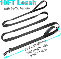 10FT Dog Leash with Traffic Handle Reflective Large Medium Dogs – Essentials for Dogs - 10ft x 1 in / black - image 3