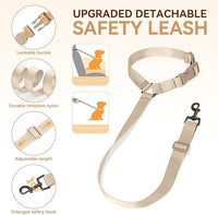 PETSFIT Small Dog Booster Car Seat, Soft Foam Puppy Carseat with Patented Safety Buckles, Storage Pockets and Detachable Clip-On Safety Leash, Dog Car Booster Seat for Medium Pet Under 30 LBS (Khaki)