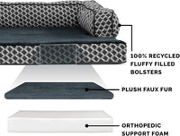Furhaven Orthopedic Dog Bed for Large Dogs w/ Removable Bolsters - Diamond Gray (Plush & Woven Décor) / Jumbo Plus - image 4
