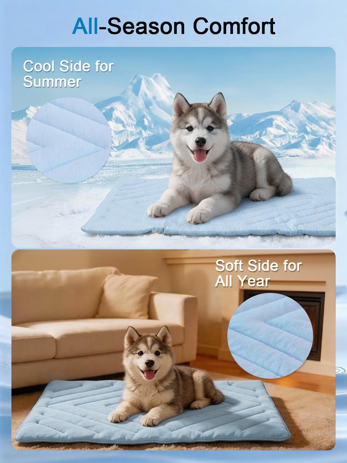 Dog Cooling Mat Self Coolings Foldable Cooling Pad for Dog in Summer - Rectangle,Blue / Large-48"L x 28"W - image 4