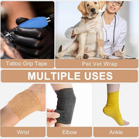 24 Pack Self Adhesive Bandage Wrap, 2” x 5 Yards Cohesive Medical Tape Elastic Grip Tape Sports Tape Athletic for Ankle, Wrist Sprains, Pet First Aid (Brown, 2 Inch)