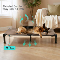 Elevated Outdoor Dog Bed, Raised Dog Bed with Steel Framed 42in – Essentials for Dogs - Brown / 60"L x 36"W x 9.4"H - image 3