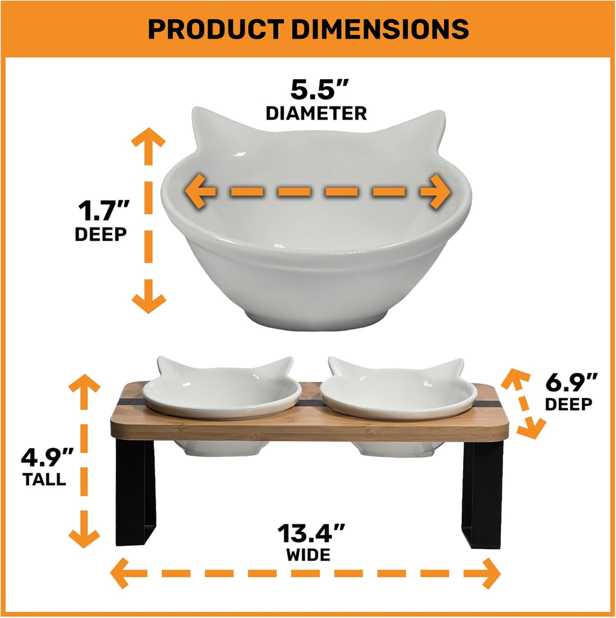 Elevated Cat Bowl Stand for Food and Water - Ceramic Cat Ear Bowl with Stand - image 4