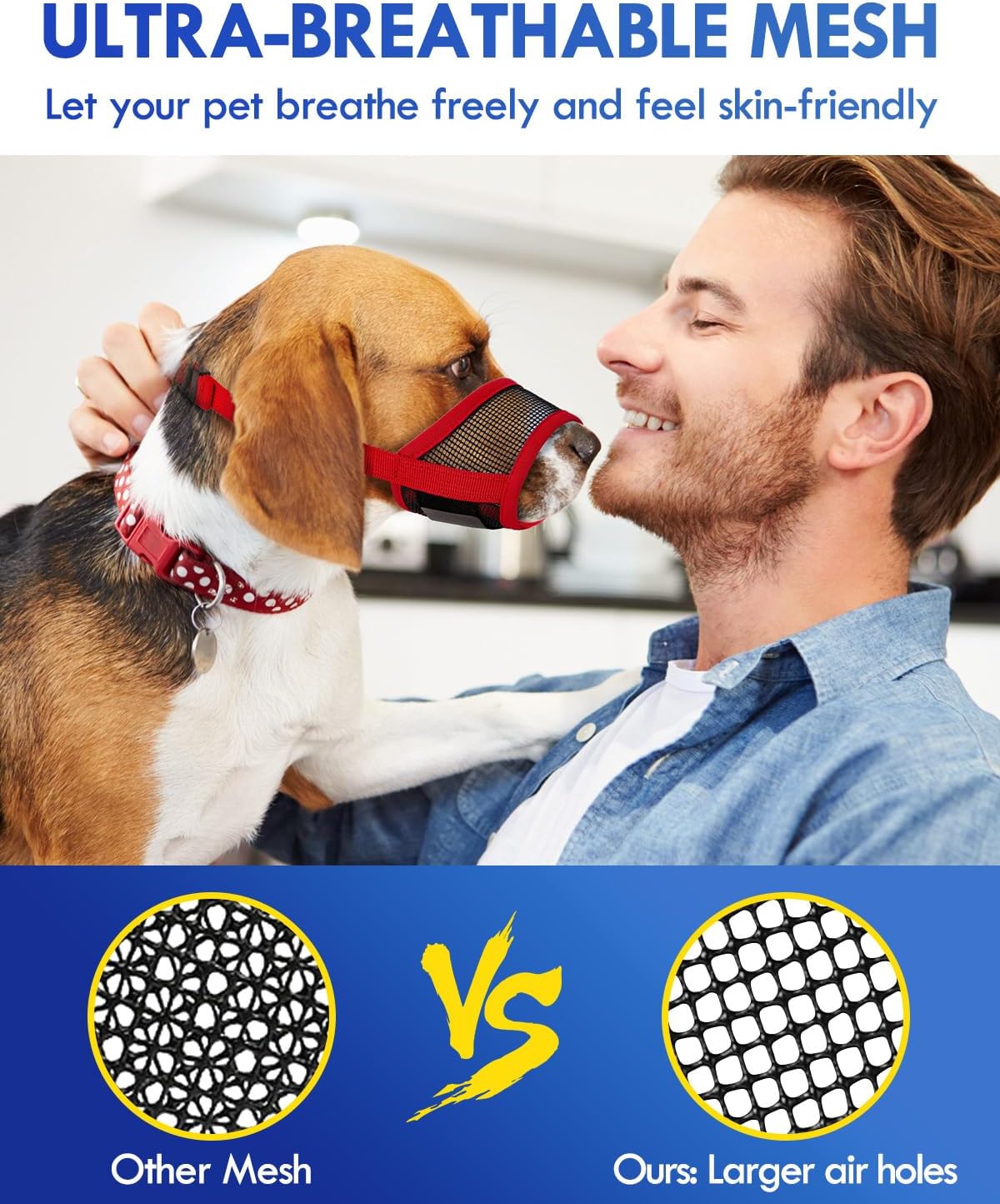 Dog Muzzle, Soft Air Mesh Muzzles for Large Sized Dogs - Red / S - image 2