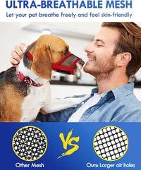 Dog Muzzle, Soft Air Mesh Muzzle for Small Medium Large Dogs Anti Biting Barking Chewing, Breathable Drinkable Adjustable Loop Pets Muzzle for German Shepherd Husky Labrador Retriever (Red,S)