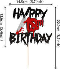 Zhuoweism Halloween horror Happy Birthday glitter cake topper on bamboo stick - view 11