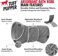 Tuff Pupper Fast Drying Dog Bath Robe - Gray / XXX-Large - image 2