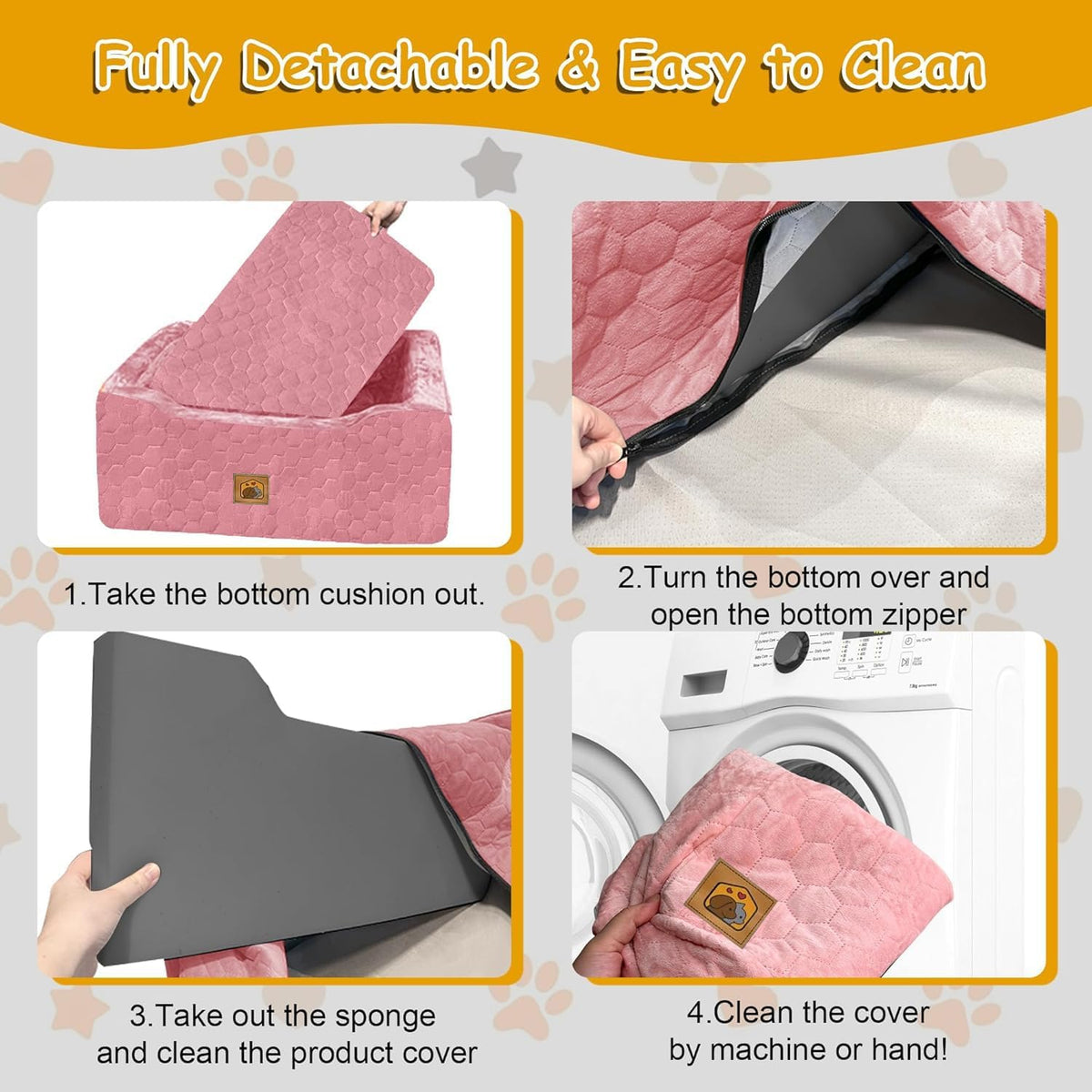 Dog Car Seat for Small/Medium Dogs, Memory Foam Dog Booster Seat - Pink / Large - image 4