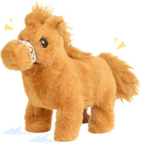 Easfan Walking Dog Toy for Kids Barking Interactive Puppy Stuffed - Horse_Brown