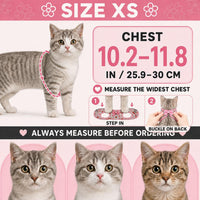 Cat Harness and Leash Escape Proof for Walking - XS-Chest(10.2"-11.8") / Pink - image 2