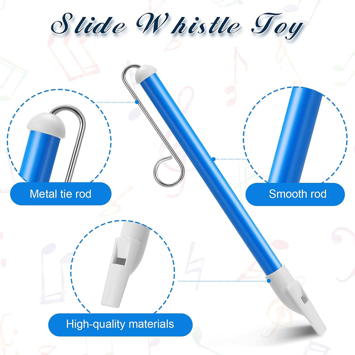 Boao 3 Pcs Slide Whistle Kid Toy, Blue, Yellow, Purple - 3 / Blue, Yellow, Purple - image 3