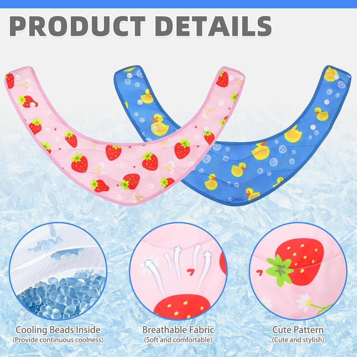 KOOLTAIL Dog Cooling Bandana - Strawberries+Duck / Neck Girth(12-20in) - image 3