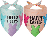 Pink Dog Bandanas Girl Large 2PCS, Summer Spring Plaid Scarf – Essentials for Dogs - easter-26-PEEPS / Large