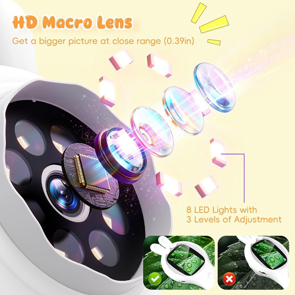 Kids Microscope, 500X Digital Magnifying Glass, Explore STEM Toy - White / 1 Pcs - image 2
