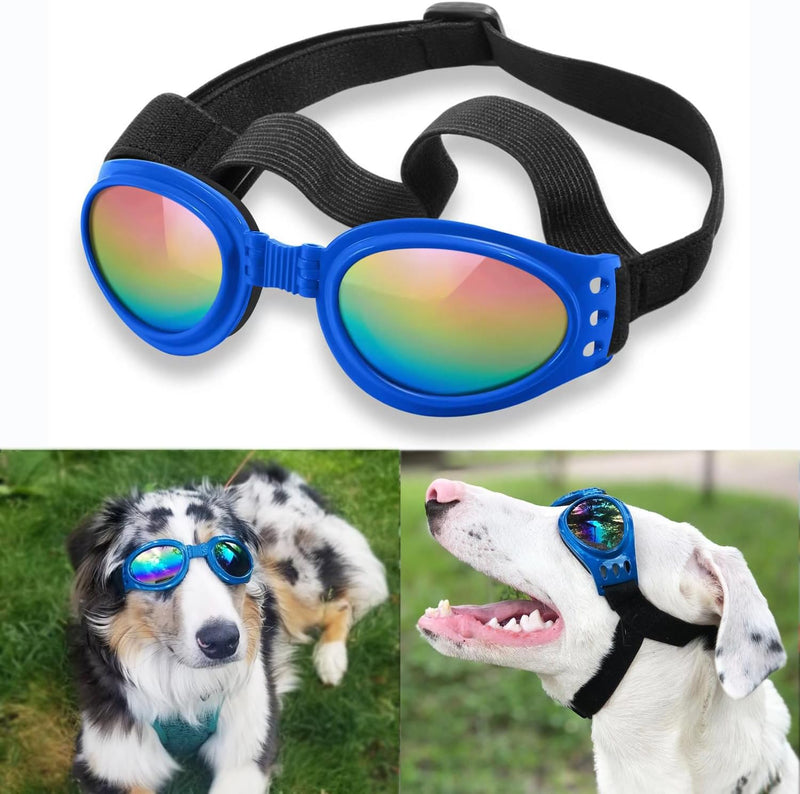QUMY Dog Sunglasses Dog Goggles for Medium Large Breed Dogs Eye - Blue
