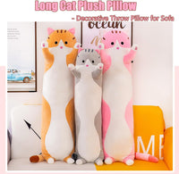 Long Cat Plush Pillow Soft Cat Hugging Pillow Stuffed Animal Pillow - Pink / 27.55 inches - image 2