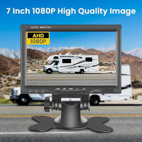 Hikity HD 1080P Backup Camera 7 Inch Monitor Kit Vehicle Night Vision Waterproof Rear View Camera Reverse Monitor for Truck,RVs,Bus, Trailer (9V-36V)