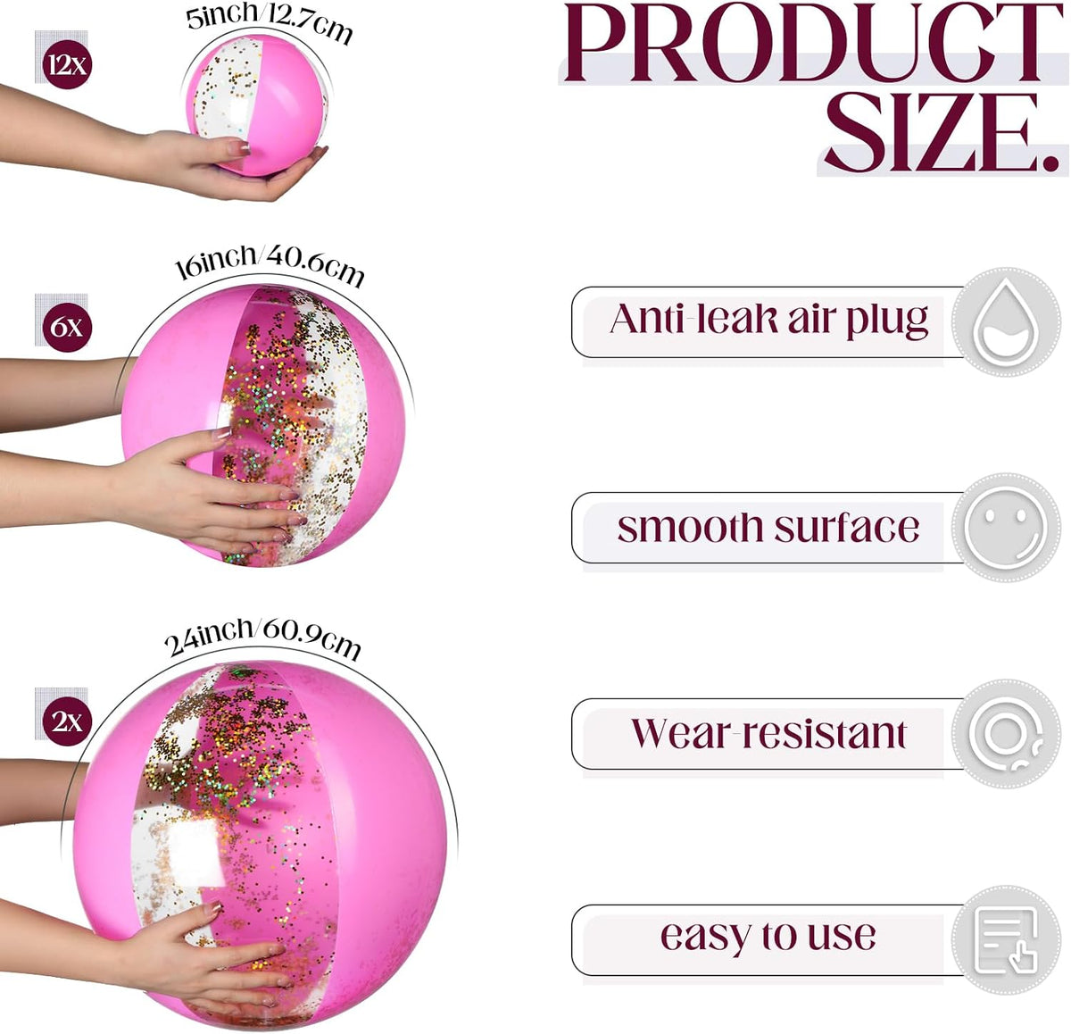 Sratte clear inflatable beach balls in 24, 16 and 5 inch sizes - view 24