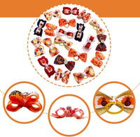 PET SHOW 20pcs Halloween Small Dog Hair Bows with Rubber Bands - 20pcs Thanksgiving - image 2