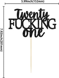 Gyufise black glitter 21st birthday cake topper on a food-grade pick - view 19