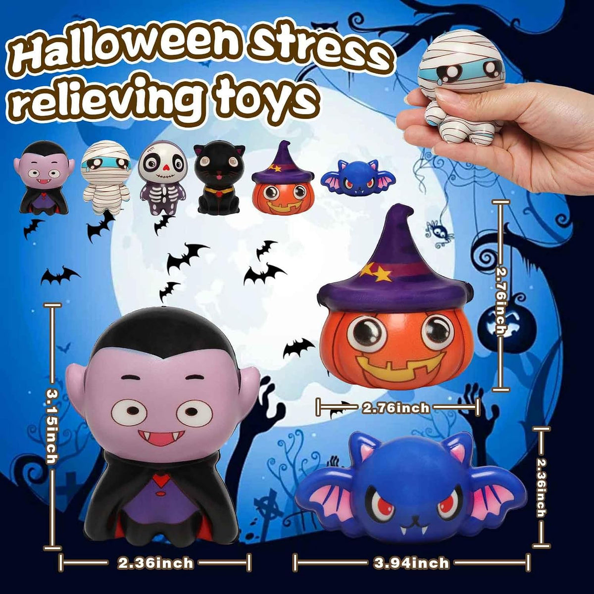 New 6 Packs-Halloween Squishies Toys Slow Rising - 6pcs-4 - image 2