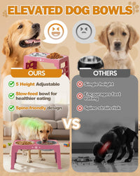 Elevated Dog Bowls for Medium Large Size Dogs - Pink / Medium Large / 1 Basic&1Slow Bowl - image 3
