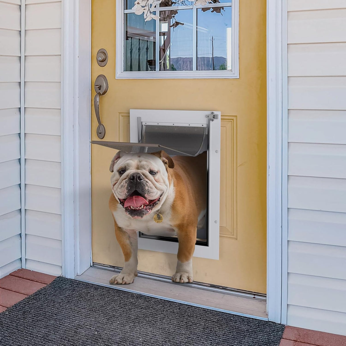 Baboni Dog Door for Door, 3-Flap, Durable Plastic Frame - White / Large / Metal Frame - image 2