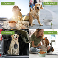 Dog Bowl Pet Travel Collapsible Bowls 2 Pack - Green + dark grey - image 4