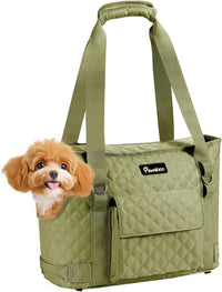 Pawaboo Dog Purse Carrier for Small Dogs with Pocket - C-Matcha Green