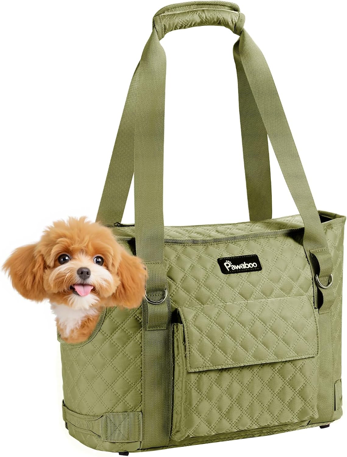 Pawaboo Dog Purse Carrier for Small Dogs with Pocket - C-Matcha Green