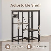 10 Gallon Fish Tank Stand with Power Outlets, 20 x10 Metal Aquarium Stand with 3-Tiers Adjustable Storage Shelves, 6-Legs Reptile Terrarium Stand, 264 LBs