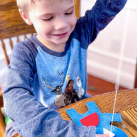 Little Monsters beginners sewing kit with felt monster shapes, embroidery floss and supplies - view 2