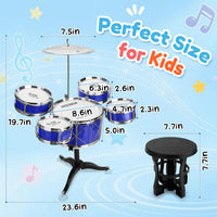 Kids Jazz Drum Set Toys for 3-7 Year Olds - Sparkle Blue - image 4